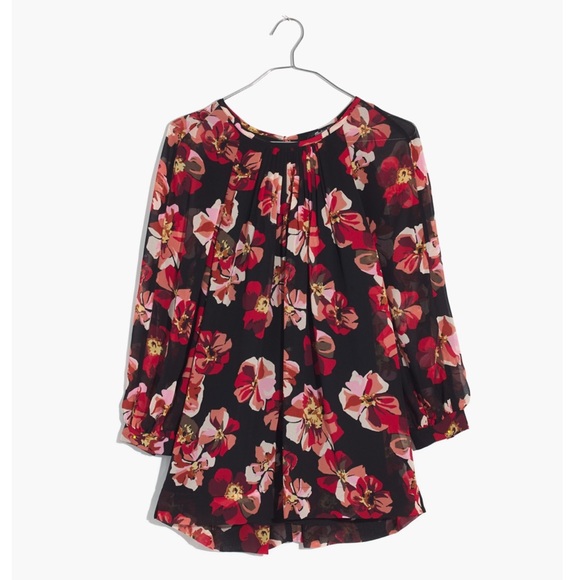 Madewell Tie-Back Bubble Sleeve Top in French Rose - Picture 1 of 5